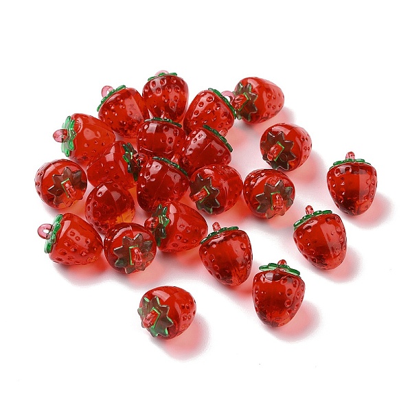 

PandaHall Transparent Acrylic Pendants, Strawberry, Red, 18x13.5mm, Hole: 1.6mm Acrylic Fruit Red