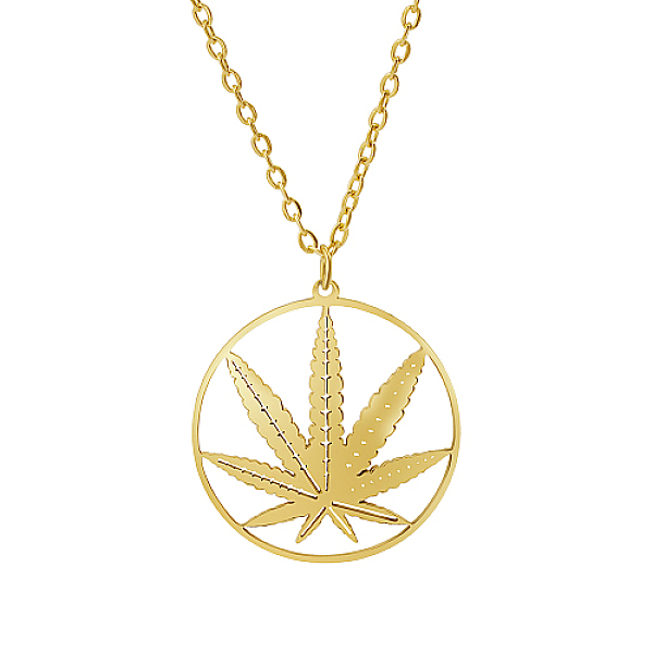

PandaHall Stainless Steel Pendant Necklace for Women, Leaf, Real 18K Gold Plated, 17.72 inch(45cm) Stainless Steel Leaf