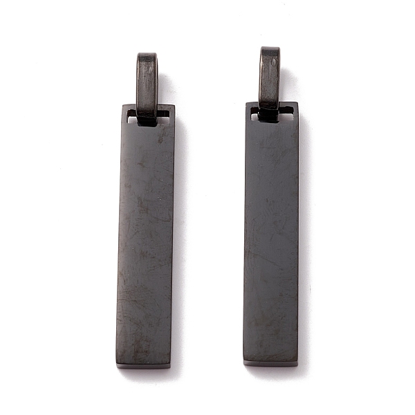 

PandaHall Ion Plating(IP) 304 Stainless Steel Pendants, Rectangle, Electrophoresis Black, 40x8x2.8mm, Inner Diameter: 9x4.5mm 304 Stainless...