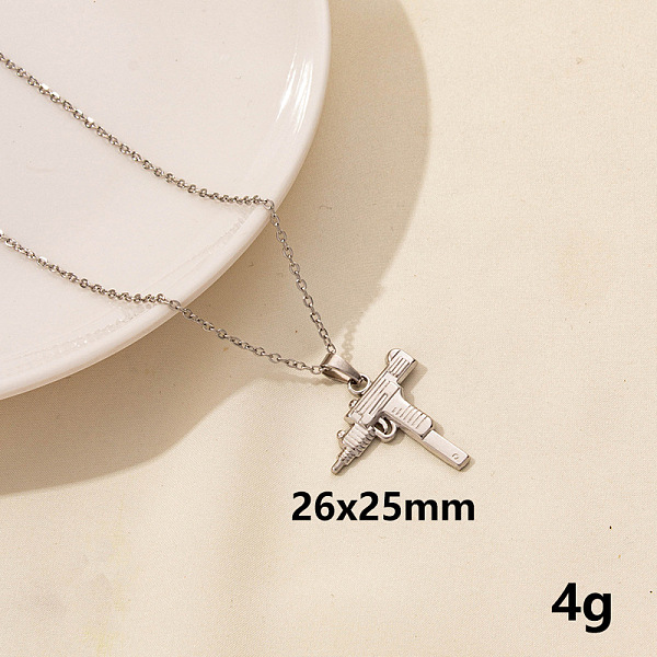 

PandaHall Stylish Stainless Steel Gun Pendant Necklace for Women Stainless Steel