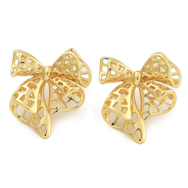 Brass Bowknot Stud Earrings