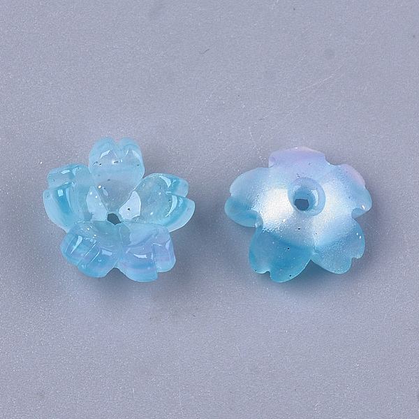 

PandaHall Cellulose Acetate(Resin) Bead Caps, 5-Petal, Sakura, Light Sky Blue, 10.5x11x4.5mm, Hole: 1mm Cellulose Acetate Blue