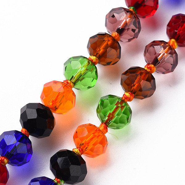 

PandaHall Transparent Glass Beads Strands, Faceted Abacus, Mixed Color, 8x6mm, Hole: 1.2mm, about 31pcs/strand, 9.25 inch~9.45 inch..., Multicolor