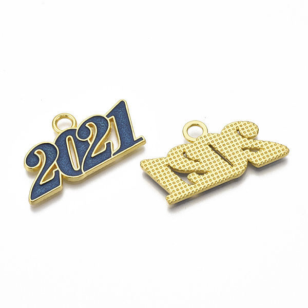 

PandaHall Alloy Enamel Pendants, Cadmium Free & Lead Free, New Year 2021, Blue, 19.5x36x2mm, Hole: 3.5mm Alloy+Enamel Number Blue