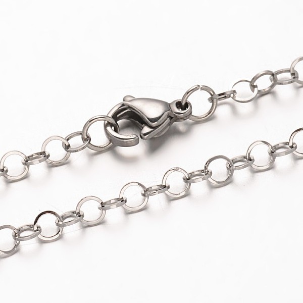 

PandaHall 304 Stainless Steel Rolo Chain Necklaces, with Lobster Clasps, Stainless Steel Color, 17.71 inch(44.9cm) 304 Stainless Steel