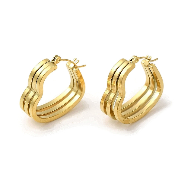 

PandaHall 304 Stainless Steel Hoop Earrings for Women, Triple Heart, Golden, 26.5x8mm 304 Stainless Steel Heart