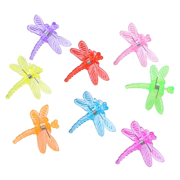 

PandaHall Mini Hair Claws Clip, Hair Pin, Hair Bangs for Little Girls, Dragonfly, Mixed Color, 37x35x22mm Plastic Multicolor