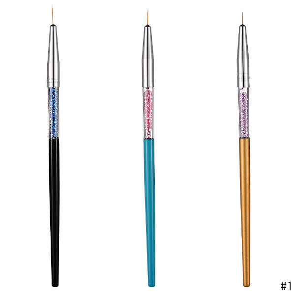 

PandaHall Nail Art Brush Pen, Dotting Painting Drawing Pen, Nail Gel Polish Brushes Tools, with Aluminum Handle and Acrylic Rhinestone..., Multicolor