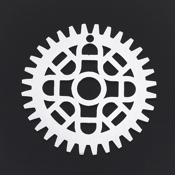 

PandaHall Aluminium Big Pendants, Laser Cut Big Pendants, Gear, Silver Color Plated, 50x1mm, Hole: 3mm Aluminum Gear