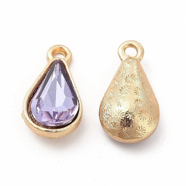 

PandaHall Faceted Glass Rhinestone Pendants, with Golden Zinc Alloy Setting, Teardrop Charm, Tanzanite, 18x9.5x5.5mm, Hole: 1.5mm..., Purple