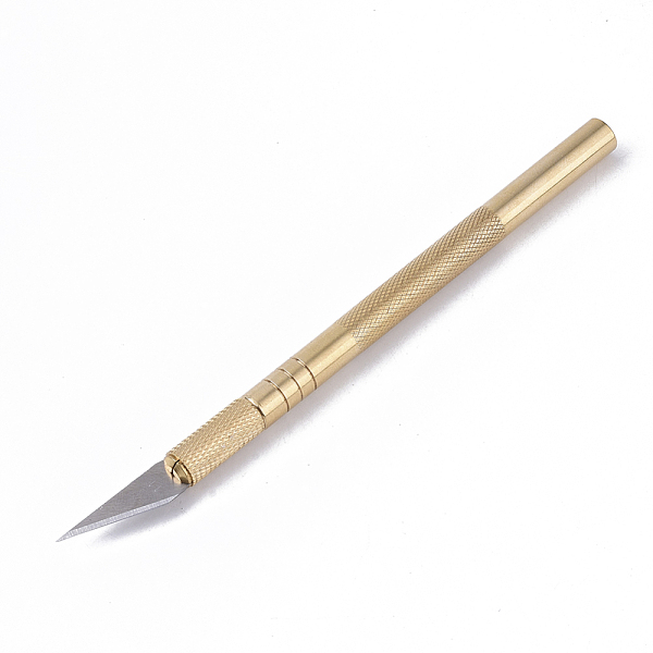

PandaHall Brass Wood Carving Tools, Steel Sculpting Knife, for Wood Carving/DIY Arts/Crafts Supplies, Golden, 141.5x8mm Glass