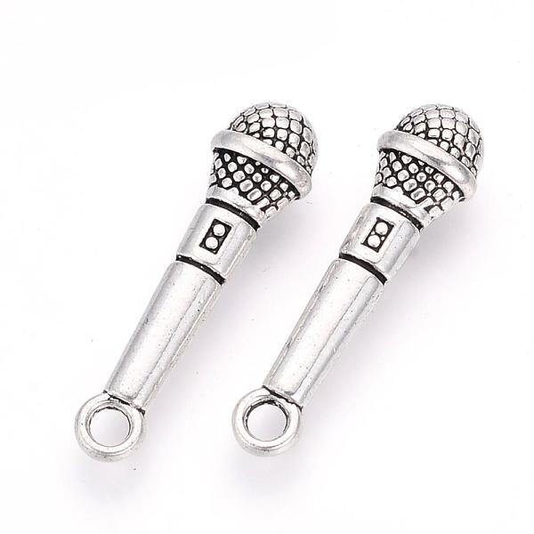 

PandaHall Tibetan Style Alloy Pendants, Microphone, Cadmium Free & Lead Free, Antique Silver, 26x7x5mm, Hole: 2.5mm, about 590pcs/1000g...
