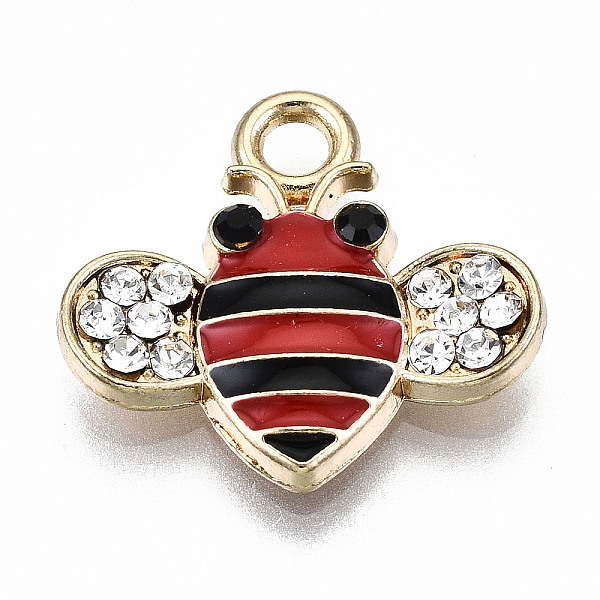 

PandaHall Alloy Enamel Pendants, with Crystal Rhinestone, Cadmium Free & Lead Free, Bee, Light Gold, Red, 17x18x2.5mm, Hole: 2mm Alloy...