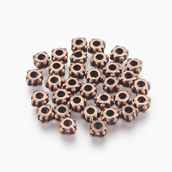 

PandaHall Tibetan Style Alloy Beads, Lead Free & Cadmium Free, Red Copper, 4.2x3.2mm, Hole: 2.2mm Alloy Cuboid