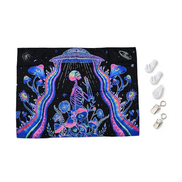 

PandaHall UV Reactive Blacklight Tapestry, Polyester Decorative Wall Tapestry, for Home Decoration, Rectangle, Skull Pattern, 950x750x0.5mm...