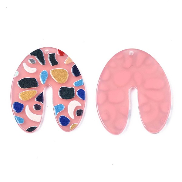 

PandaHall Translucent Cellulose Acetate(Resin) Pendants, 3D Printed, U Shape with Irregular Pattern, Salmon, 39x32.5x2.5mm, Hole: 1.5mm..., Red