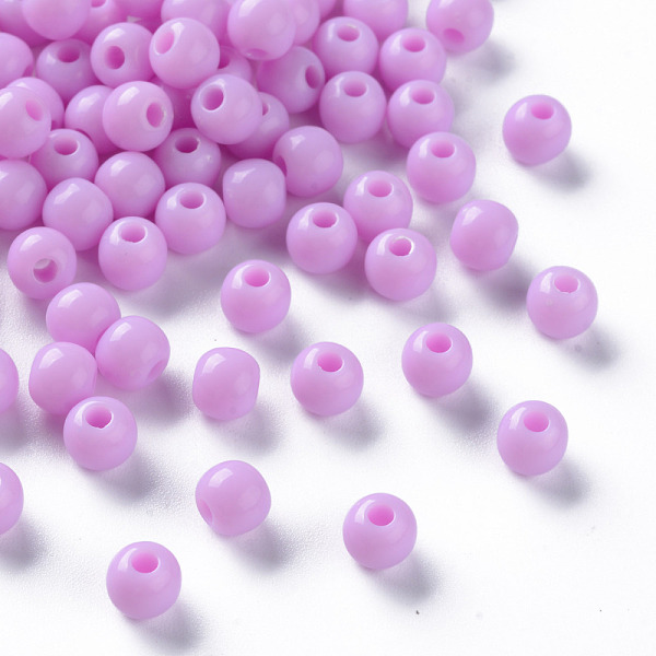 

PandaHall Opaque Acrylic Beads, Round, Violet, 6x5mm, Hole: 1.8mm, about 4400pcs/500g Acrylic Round Purple