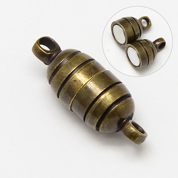 

PandaHall Brass Magnetic Clasps with Loops, Nickel Free, Oval, Antique Bronze, 15x5.5mm, Hole: 1.2mm Brass Oval