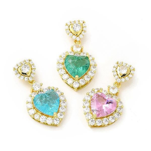 

PandaHall Brass Cubic Zirconia Pendants, Dangle Heart Charm, Golden, Mixed Color, 30mm, Pendant: 23x16x8mm, Hole: 4x3.5mm Brass+Cubic..., Multicolor