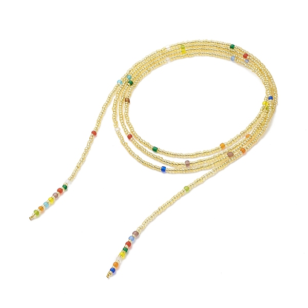 

PandaHall Glass Seed Beaded Rope Knot Multi Layered Necklace for Women, Gold, 61.02 inch(155cm) Seed Beads Gold