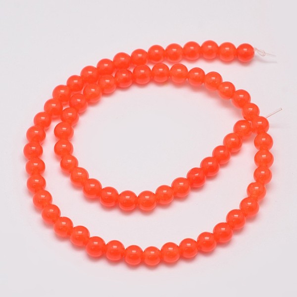 

PandaHall Natural & Dyed Malaysia Jade Bead Strands, Round, Orange Red, 6mm, Hole: 0.8mm, about 64pcs/strand, 15 inch Malaysia Jade Round...