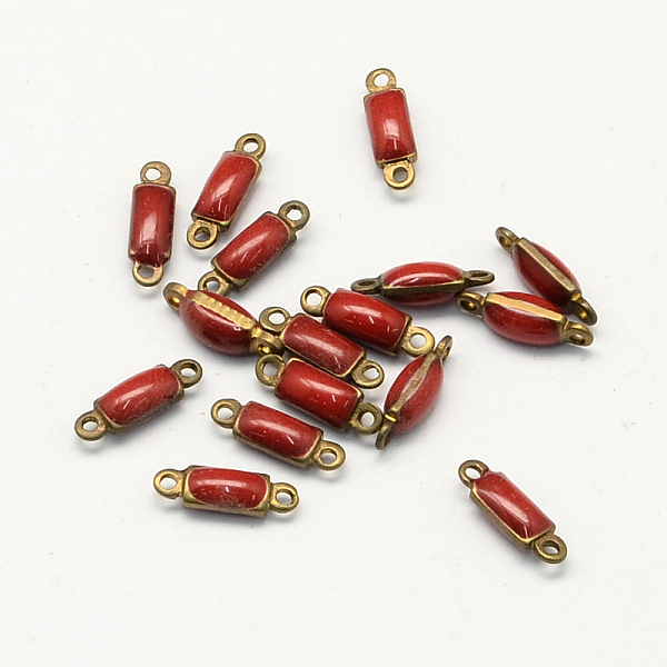 

PandaHall Antique Bronze Plated Brass Enamel Links connectors, Rectangle, Red, 3x10x3mm, Hole: 1mm Brass Rectangle Red