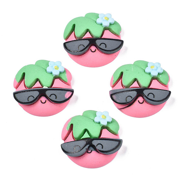 

PandaHall Opaque Resin Cabochons, Rubberized Style, Girl Head with Glasses, Hot Pink, 26x26x7.5mm Resin Human