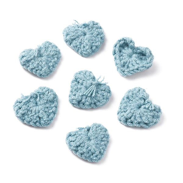 

PandaHall Handicraft Cotton Knitting Heart Ornament Accessories, for DIY Costume, Hat, Bag, Sky Blue, 19~19.5x21.5~24.5x4~5mm Cotton Heart