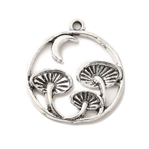 

PandaHall Alloy Pendants, Flat Round with Mushroom, Antique Silver, 27x24.5x3mm, Hole: 1.6mm Alloy Flat Round