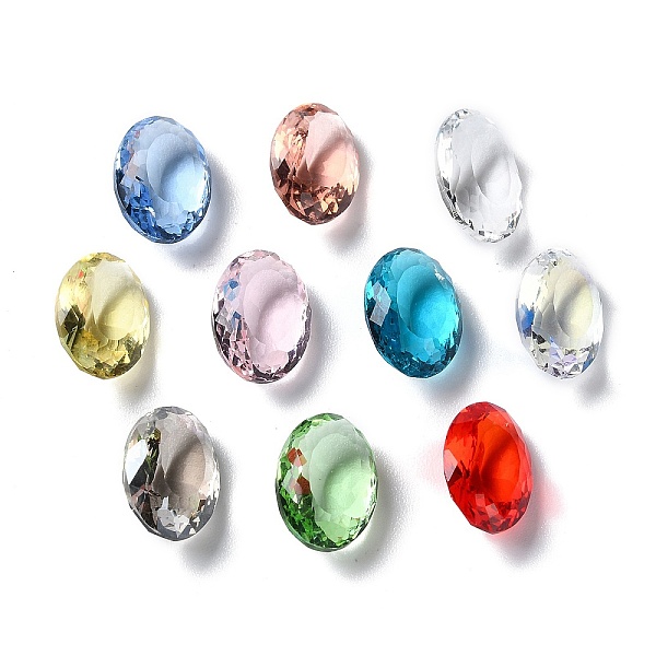 

PandaHall Transparent Glass Rhinestone Cabochons, Faceted, Pointed Back, Oval, Mixed Color, 14x10x6mm Glass Rhinestone Oval Multicolor