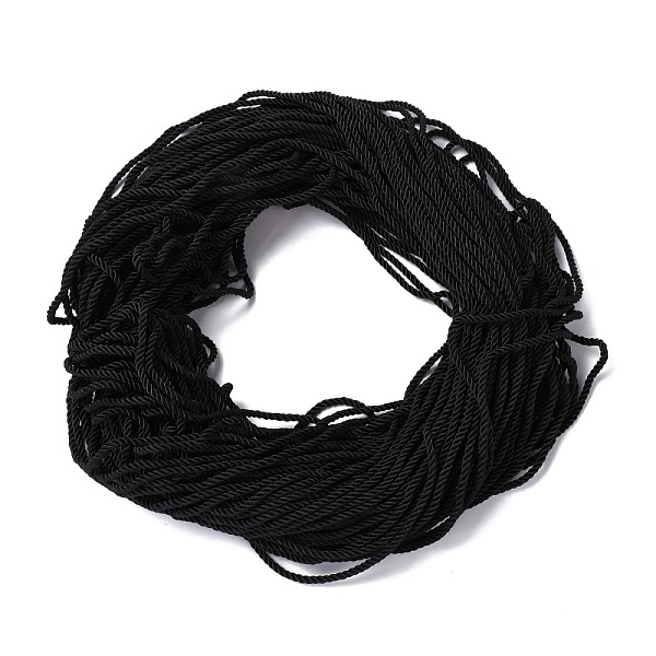 

PandaHall Polyester Cord, Twisted Cord, Black, 5mm, about 97~100m/bundle Polyester Black