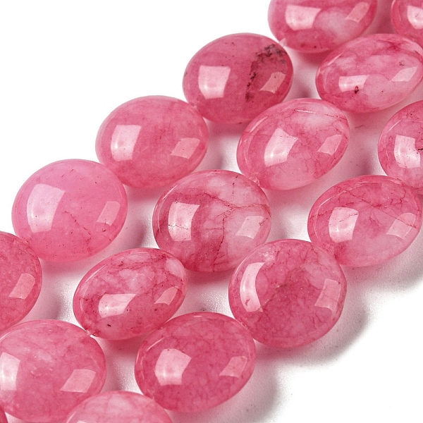 

PandaHall Natural White Jade Beads Strands, Dyed, Flat Round, Pale Violet Red, 10x5mm, Hole: 0.8mm, about 39pcs/strand, 15.47''(39.3cm)...