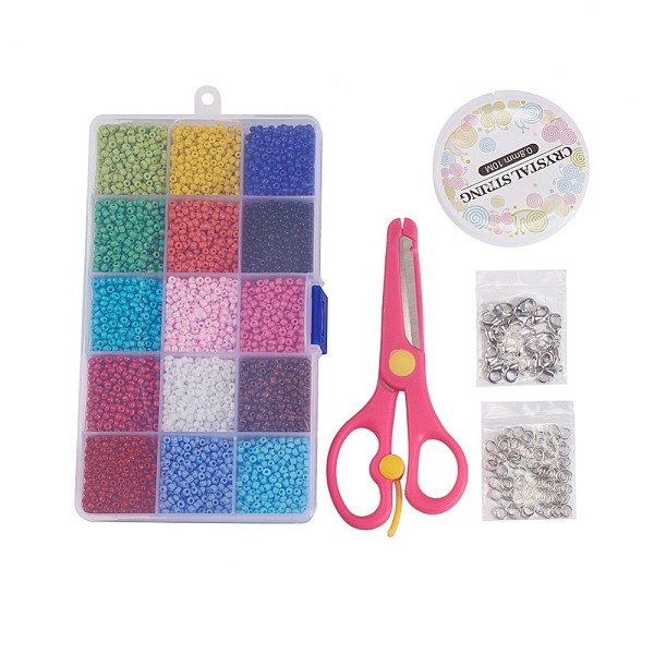 

PandaHall DIY Jewelry, with Glass Seed Beads, Brass Lobster Claw Clasps, Elastic Crystal Thread, Iron Jump Rings, Stainless Steel Scissors..., Multicolor