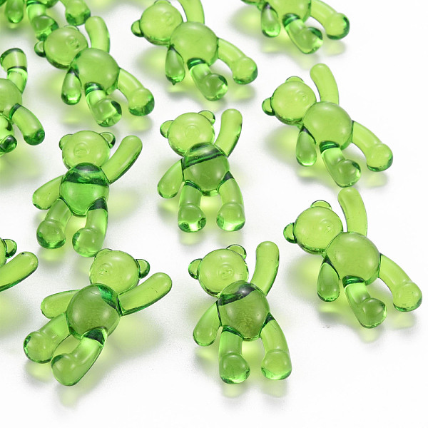 

PandaHall Transparent Acrylic Beads, Bear, Green, 37x28x13mm, Hole: 2.5mm, about 133pcs/500g Acrylic Bear Green