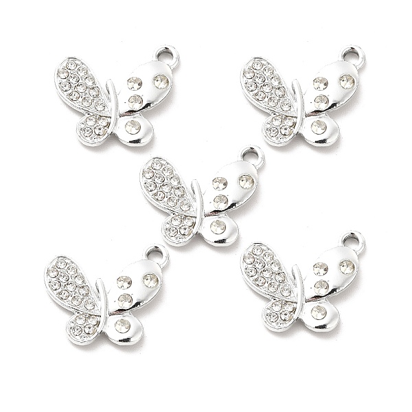 

PandaHall Alloy Rhinestone Pendants, Platinum Tone Butterfly Charms, Crystal, 16x19x3mm, Hole: 2mm Alloy+Rhinestone Butterfly Clear
