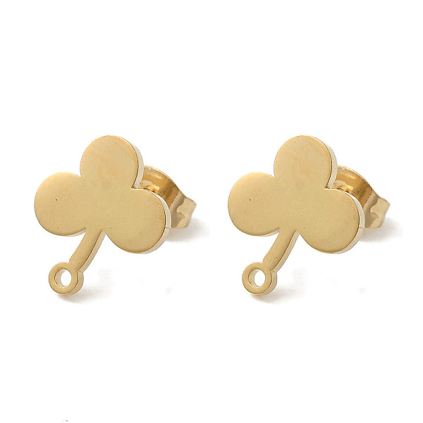 

PandaHall Ion Plating(IP) 304 Stainless Steel Stud Earring Findings, Clover, Golden, 12x10.5mm, Hole: 1.2mm, Pin: 0.7x11mm 304 Stainless...