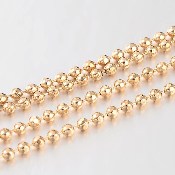 

PandaHall Brass Faceted Ball Chains, Soldered, Golden, 1.5mm Brass