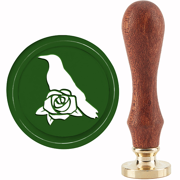 

PandaHall CRASPIRE Crow Wax Seal Stamp Rose Sealing Wax Stamps 30mm Retro Vintage Removable Brass Stamp Head with Wood Handle for Wedding...