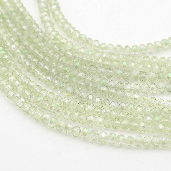 

PandaHall Electroplate Glass Beads Strands, Faceted Rondelle, Colorful, 3.5x2.5~3mm, Hole: 1mm, about 165~169pcs/strand, 15~16 inch(38~40cm)...