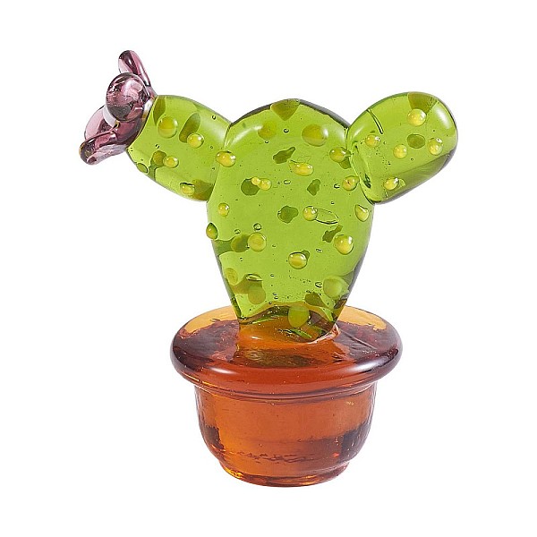 PandaHall Handmade Blown Glass Cactus Figurines, Mini Cactus Glass Art Statues, Simulation Bonsai Models Collectibles for Home Table...