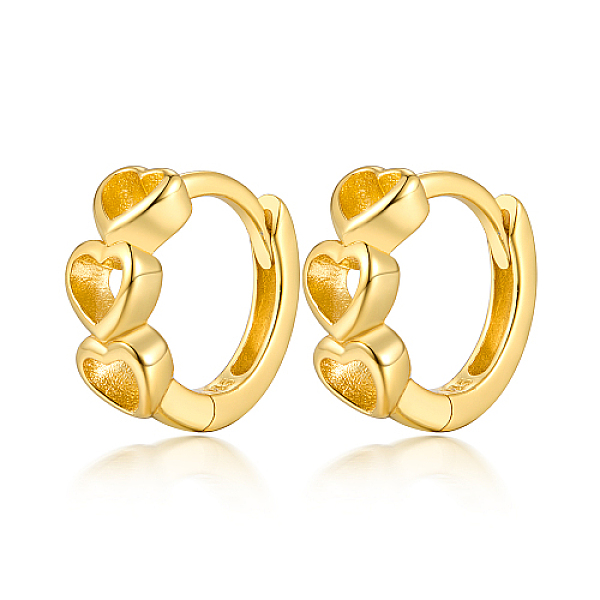 

PandaHall 925 Sterling Silver Hoop Earrings, Hollow Heart, with 925 Stamp, Golden, 3mm Sterling Silver Heart