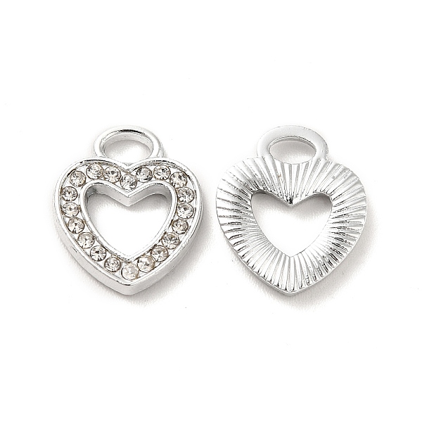 

PandaHall Rhinestone Pandants, with Rack Plating Platinum Alloy Findings, Nickel Free, Hollow Out Heart Charms, Crystal, 13x11x1.5mm, Hole..., Clear