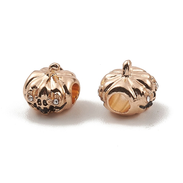 

PandaHall Alloy Eeamel European Beads, Large Hole Beads, with Rhinestone, Halloween Pumpkin, Light Gold, 10.5x11mm, Hole: 4.2mm Alloy..., Clear