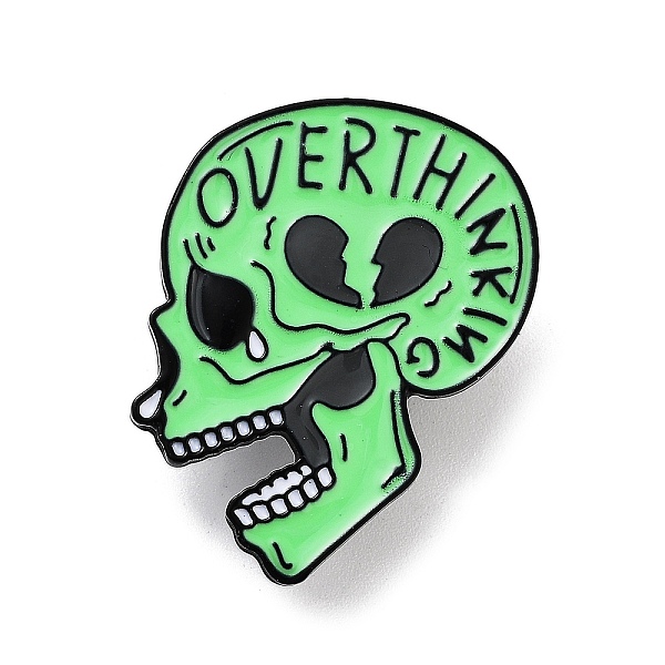

PandaHall Halloween Black Alloy Brooches, Enamel Pins, Skull, Spring Green, 31x27x1.6mm Alloy+Enamel Skull