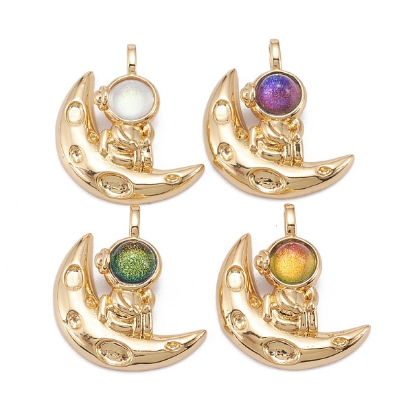 

PandaHall Brass Glass Pendants, Real 18K Gold Plated, Long-Lasting Plated, Lead Free & Nickel Free & Cadmium Free, Moon with Astronaut..., Multicolor