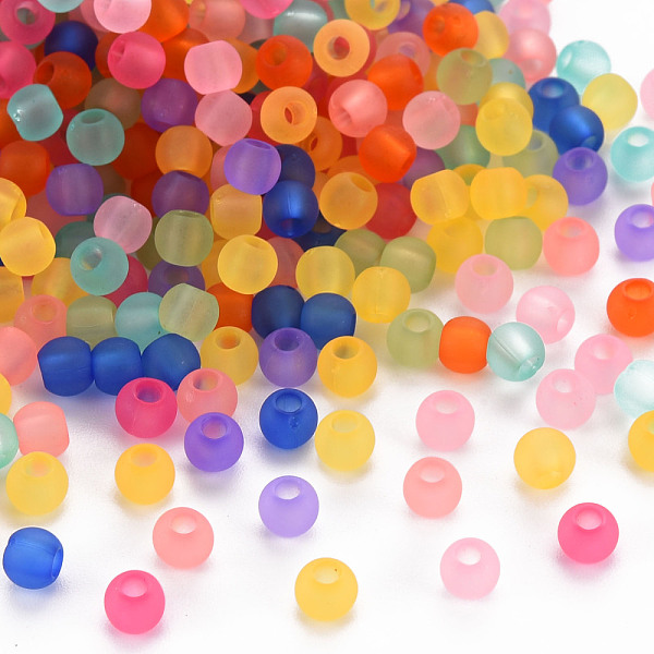 

PandaHall Frosted Transparent Acrylic Beads, Round, Mixed Color, 4mm, Hole: 1.6mm, about 1660pcs/50g Acrylic Round Multicolor