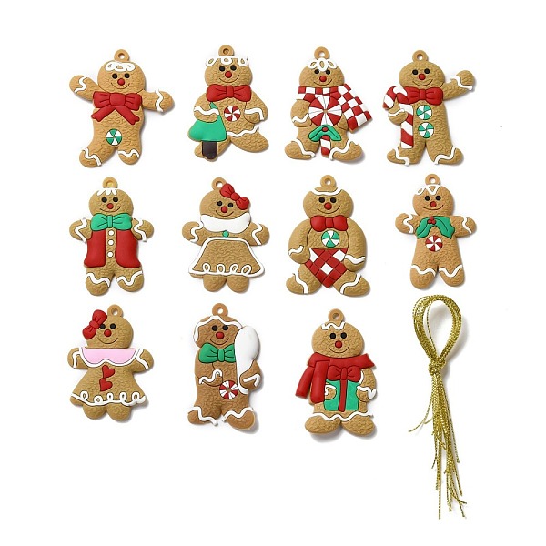 

PandaHall PVC Hanging Decorations, with Cord, Gingerbread Man, for Christmas, Mixed Color, Pendant: 71~78x40~65x4~5.5mm, Hole: 3.8~4.6mm..., Multicolor