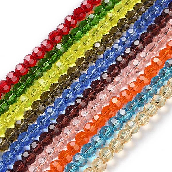

PandaHall Transparent Glass Beads Strands, Faceted, Round, Mixed Color, 8mm, Hole: 1.4mm, about 67pcs/strand, 19.69''(50cm) Glass Round..., Multicolor