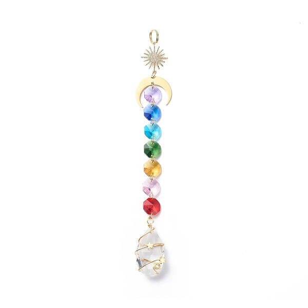 

PandaHall Electroplate Octagon Glass Beaded Pendant Decorations, Suncatchers, Rainbow Maker, with 304 Stainless Steel Split Rings, Clear...