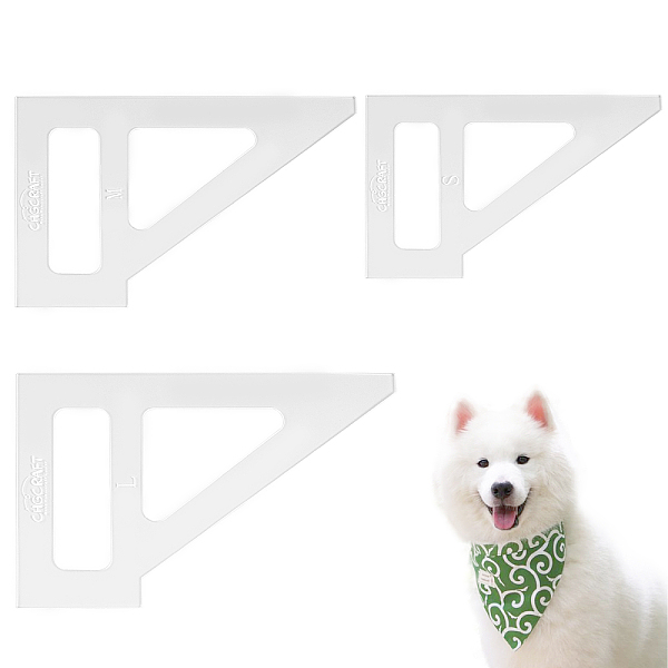 

PandaHall CHGCRAFT 3 PCS Dog Bandanas Sewing Templates Acrylic Quilting Templates DIY Craft Creative Quilting Cutting Template for Small..., Clear